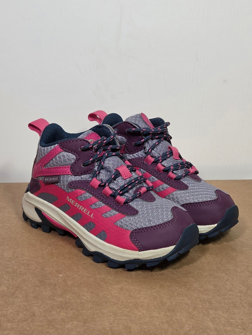 Merrell Moab Speed 2 Berry Pink Grey Girls Kids Size 11 Hiking Waterproof Shoes